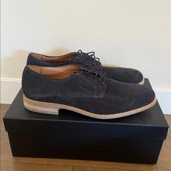 Saks Fifth Avenue Navy Blue Suede Derbys - Picture 4 of 6